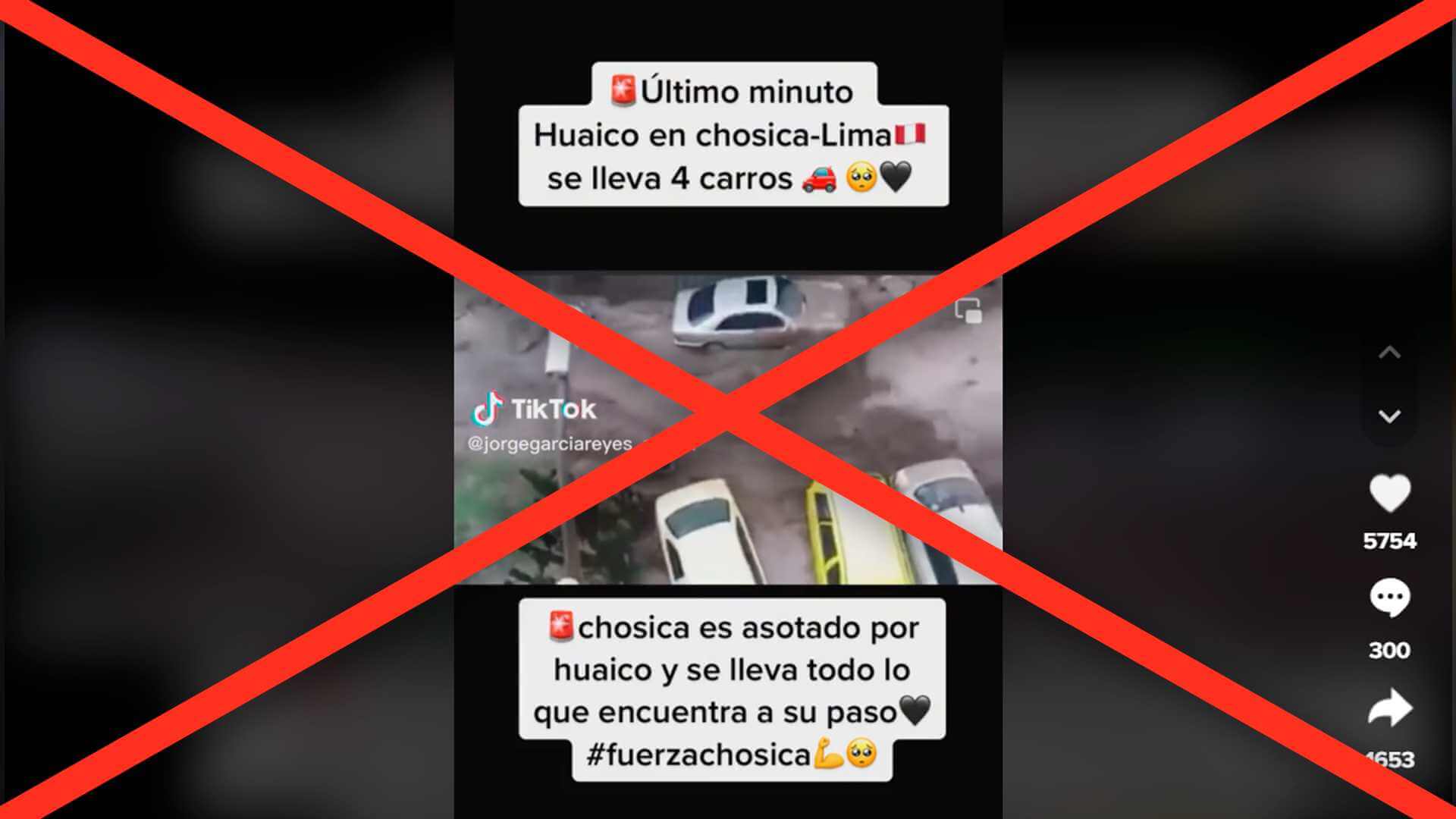 Falso: El video de huaico que inunda automóviles en Chosica no es actual