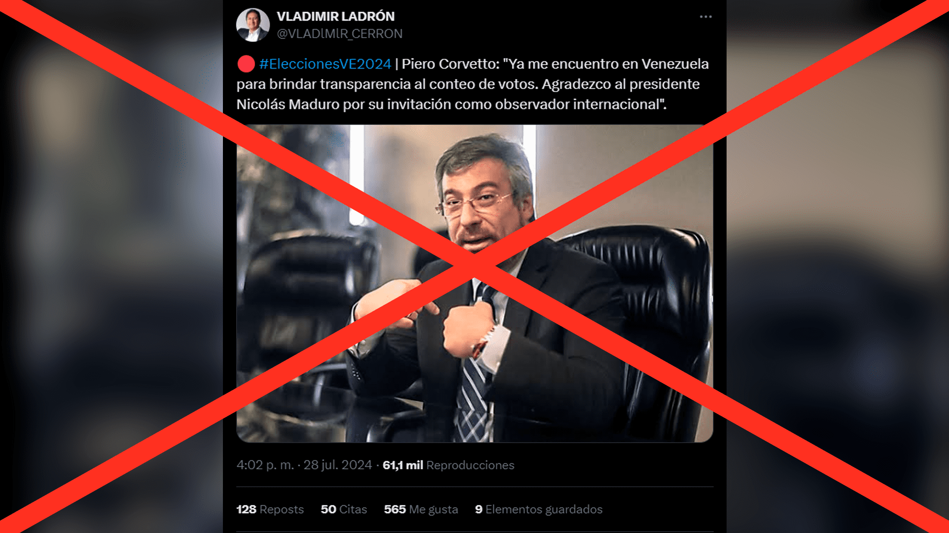 Es falso que el jefe de la ONPE participó como observador internacional en las elecciones de Venezuela 2024