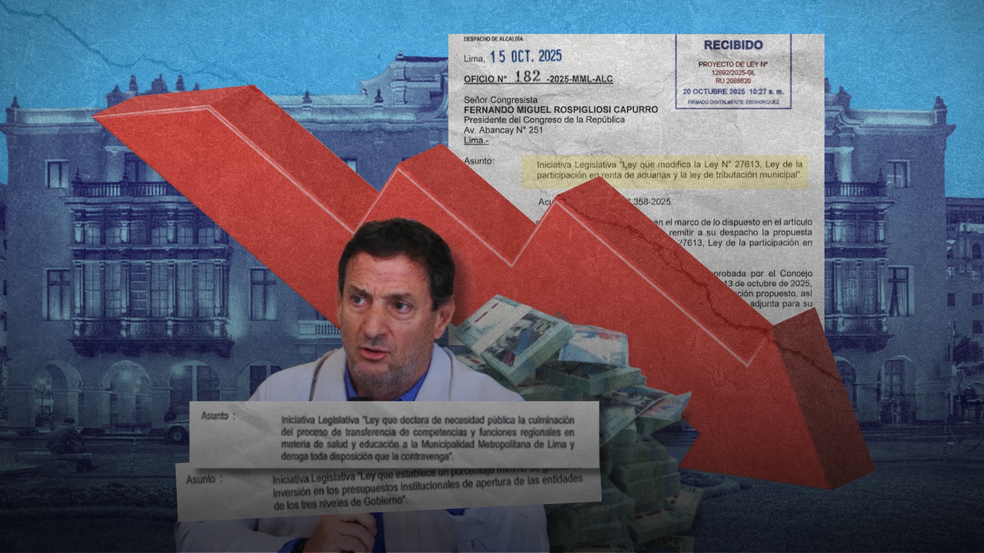 SITUACIÓN CRÍTICA. Renzo Reggiardo, alcalde encargado de la municipalidad de Lima, solicitó S/200 millones más de presupuesto para el 2026. Carecen de liquidez pese a millonarios créditos.