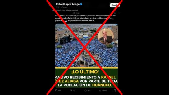 Es falsa la imagen compartida por López Aliaga sobre supuesto mitin multitudinario de Renovación Popular