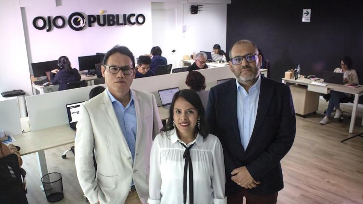 EQUIPO. Fundadores de OjoPúblico, Nelly Luna Amancio (directora periodística), David Hidalgo (director ejecutivo) y Óscar Castilla (director de estrategia digital).
