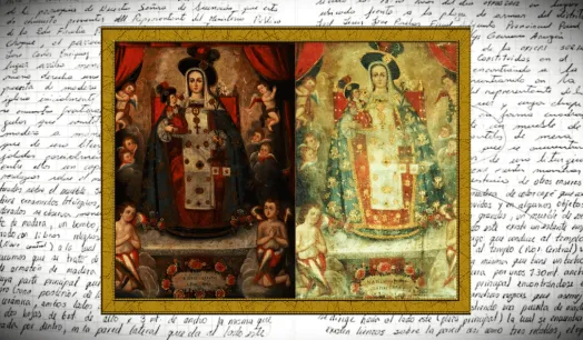 COMPARACIÓN. Foto de una de las obras que iban a ser subastadas y de la obra original robada en Puno. 