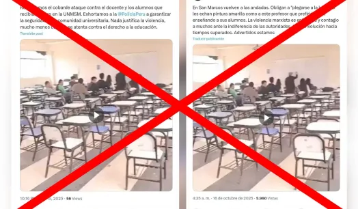 Falso: Video viral de ataque a docente no ocurrió en la Universidad San Marcos y no está relacionado con la marcha nacional