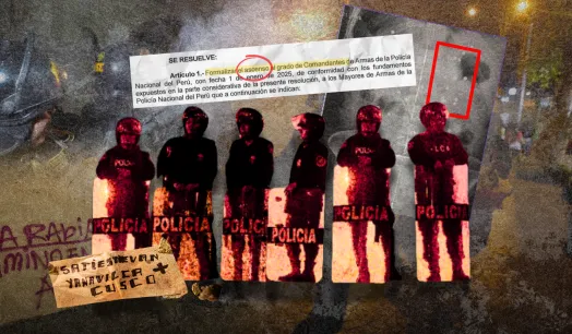 IMPUNIDAD. Policías investigados por presuntas violaciones de derechos humanos fueron ascendidos durante el Gobierno de Dina Boluarte.