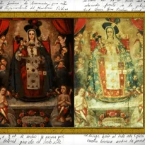 COMPARACIÓN. Foto de una de las obras que iban a ser subastadas y de la obra original robada en Puno. 