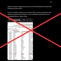 Es falso que el presidente José María Balcázar está afiliado actualmente al partido Ahora Nación