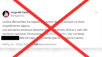 Jorge Del Castillo difundió cuenta fraudulenta de X (Twitter) para defender a Patricia Benavides.